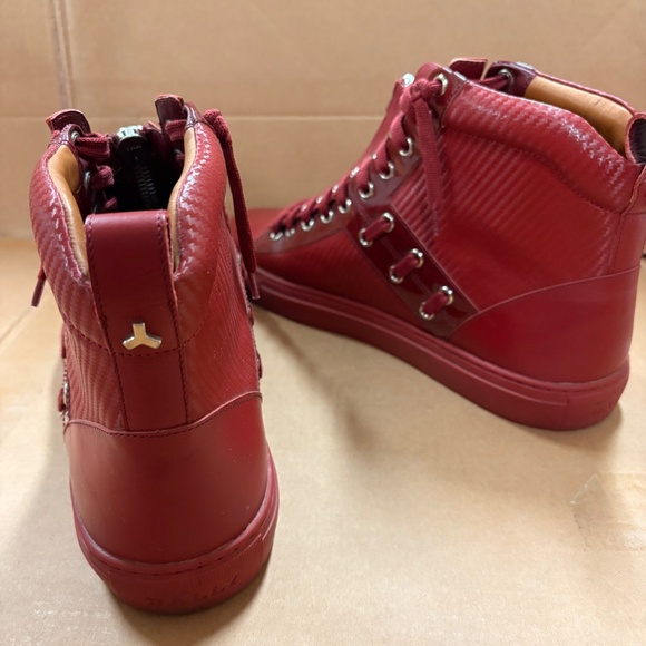 Bally HEKEM/ 235 Garnet Calf Laminated Top Sneakers with Zipper - Picture 4 of 6